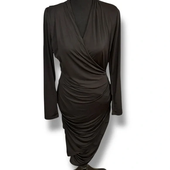Elegant Black Wrap Dress - Picture 6 of 11